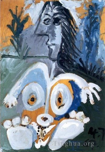 Pablo Picasso Andere Malerei - Nu de face dans l'herbe 1967