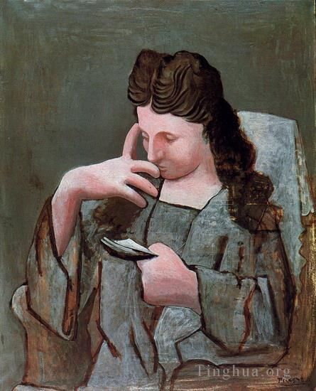 Pablo Picasso Andere Malerei - Olga wurde 1920 auf einem Sofa betreut