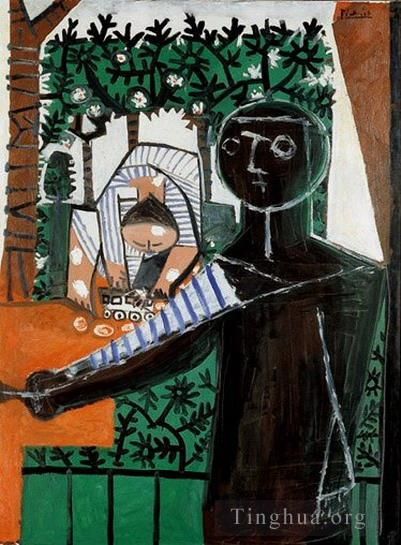 Pablo Picasso Andere Malerei - Paloma devant le jardin 1953