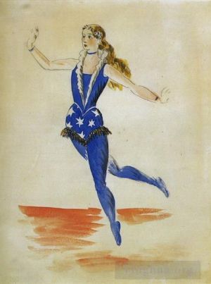 Zeitgenössische Malerei - Paradeprojekt für das Kostüm der akrobatischen Frau 1917