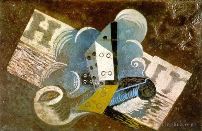 Pablo Picasso Andere Malerei - Pipe de Journal 1915
