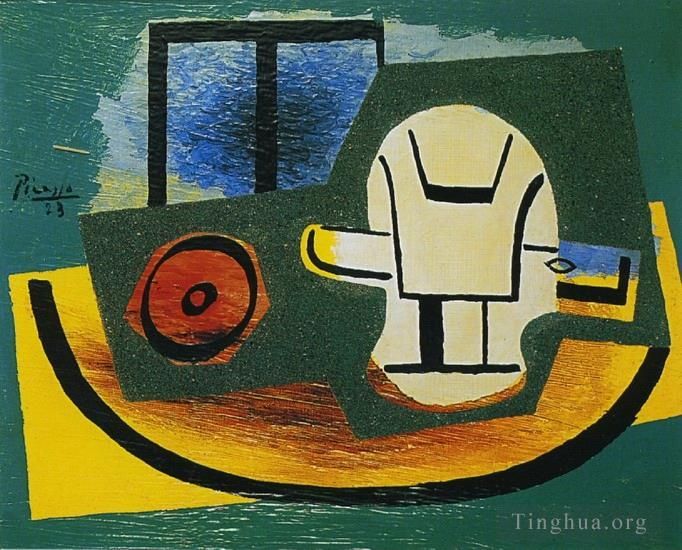 Pablo Picasso Andere Malerei - Pomme et verre devant une fénetre 1923