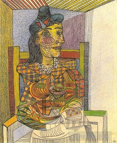 Pablo Picasso Andere Malerei - Portrait de Dora Maar Assise 1938