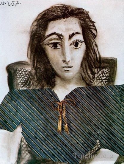 Pablo Picasso Andere Malerei - Porträt von Jacqueline 1957