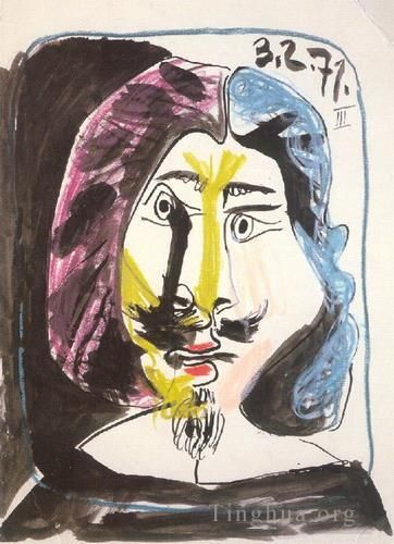 Pablo Picasso Andere Malerei - Portrait de mousquetaire 1971
