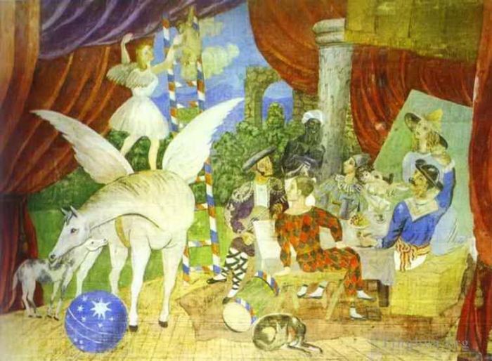 Pablo Picasso Andere Malerei - Skizze des Bühnenbildes für die Parade 1917