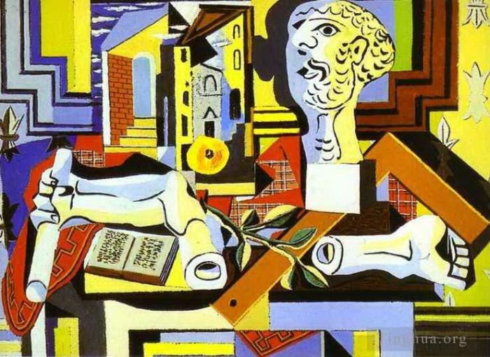 Pablo Picasso Andere Malerei - Atelier mit Gipskopf 1925