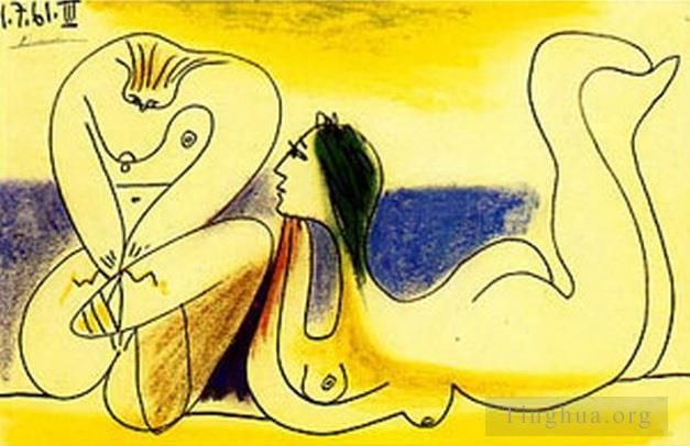 Pablo Picasso Andere Malerei - Auf dem Strand 1961
