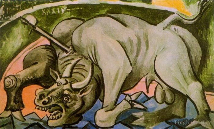 Pablo Picasso Andere Malerei - Taureau Mourant 1934