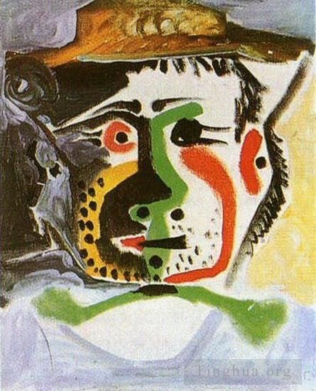 Pablo Picasso Andere Malerei - Tete d homme au chapeau 1972