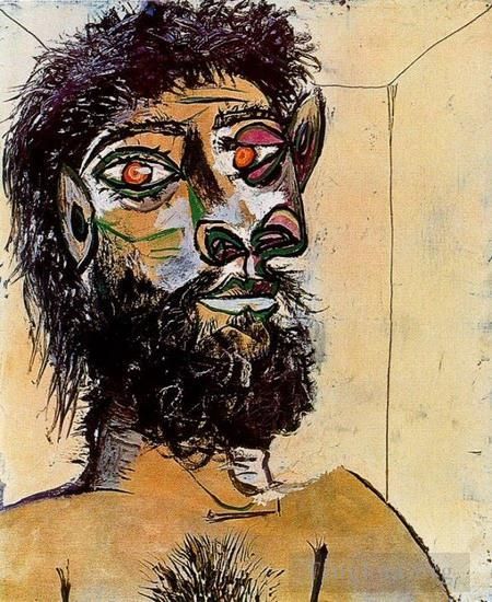 Pablo Picasso Andere Malerei - Tete d homme barbu 1956