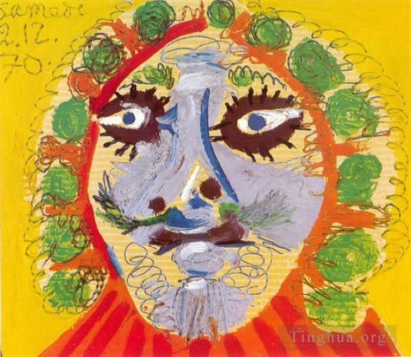 Pablo Picasso Andere Malerei - Tete d homme de face 1970