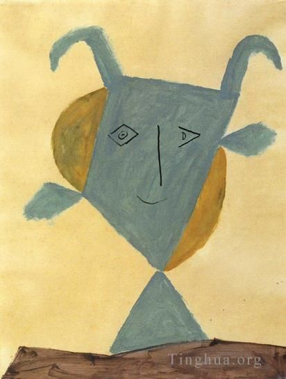 Pablo Picasso Andere Malerei - Tete de faune vert 1946