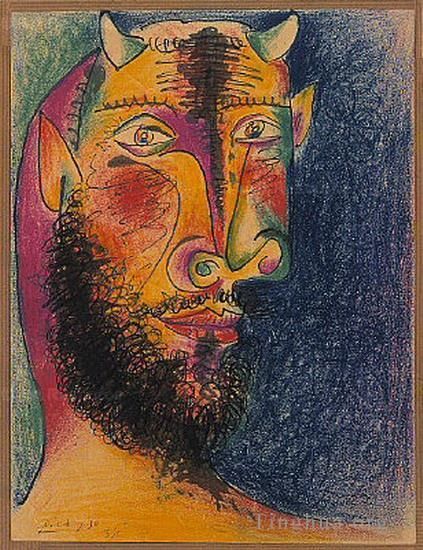 Pablo Picasso Andere Malerei - Tete de Minotaure 1958