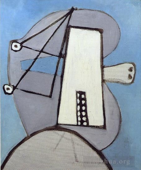 Pablo Picasso Andere Malerei - Tete sur fond bleu Figur 1929