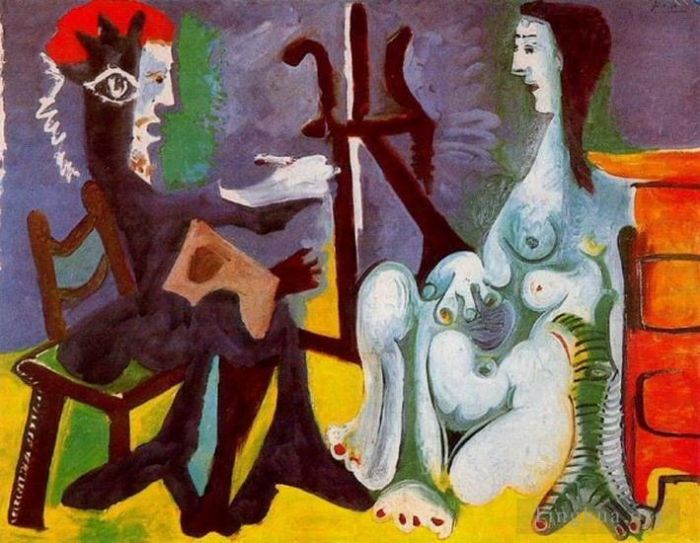 Pablo Picasso Andere Malerei - Der Künstler und sein Modell L artiste et son modele 2 1963