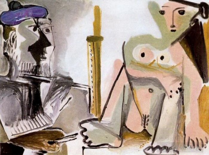Pablo Picasso Andere Malerei - Der Künstler und sein Modell L artiste et son modele 5 1964