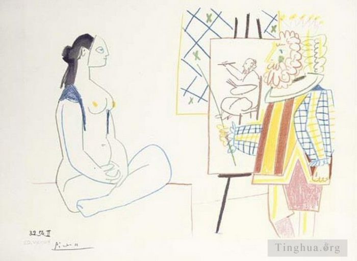 Pablo Picasso Andere Malerei - Der Künstler und sein Modell L artiste et son modele II 1958