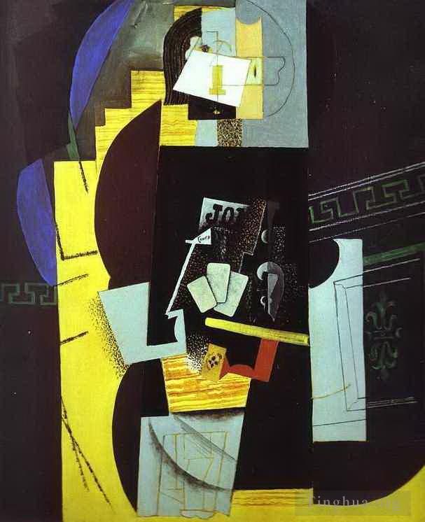 Pablo Picasso Andere Malerei - Der Kartenspieler 1913