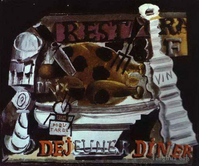 Pablo Picasso Andere Malerei - Das Restaurant Truthahn mit Trüffeln und Wein 1912