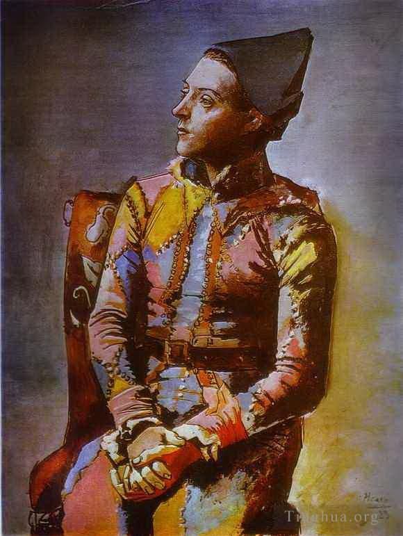 Pablo Picasso Andere Malerei - Der sitzende Harlekin 1923
