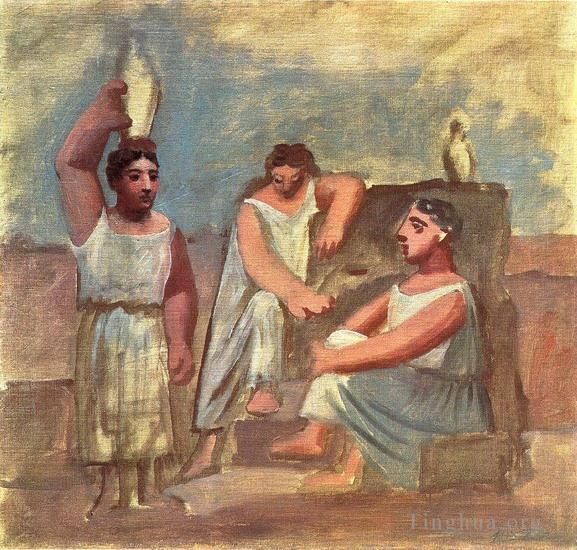 Pablo Picasso Andere Malerei - Drei Frauen a la Fontaine 5 1921
