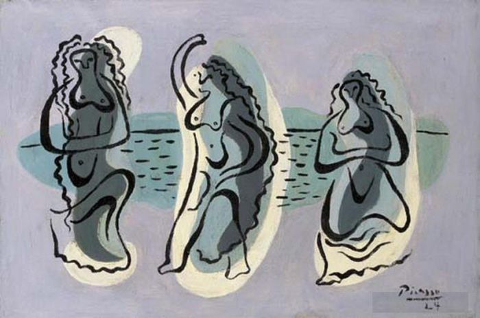 Pablo Picasso Andere Malerei - Drei Frauen an der Küste eines Strandes, 1924