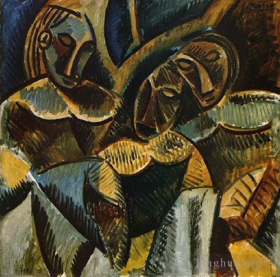 Pablo Picasso Andere Malerei - Drei Frauen unter einem Baum 1907