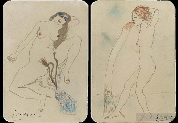 Pablo Picasso Andere Malerei - Zwei erotische Zeichnungen Deux dessins érotiques 1903