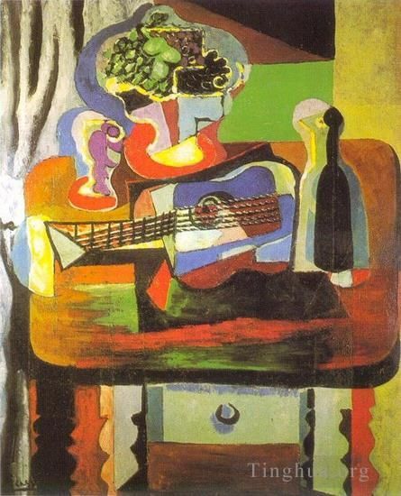 Pablo Picasso Andere Malerei - Verre Bouquet Guitare Bouteille 1919
