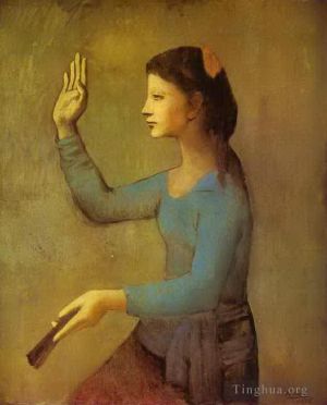 Zeitgenössische Malerei - Frau mit Fächer 1905