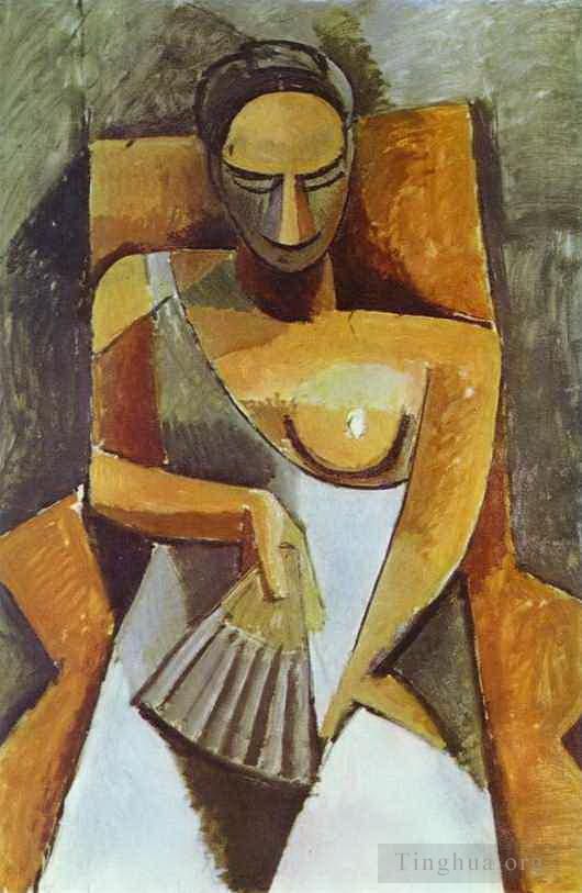 Pablo Picasso Andere Malerei - Frau mit Fächer 1908