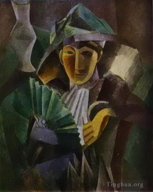 Zeitgenössische Malerei - Frau mit Fächer 1909