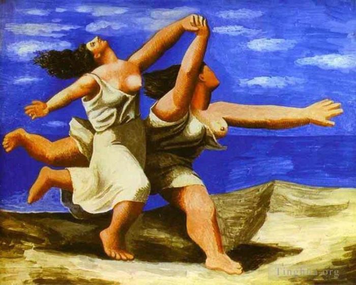 Pablo Picasso Andere Malerei - Frauen laufen am Strand 1922