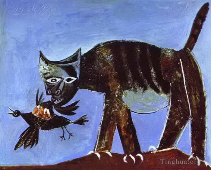 Pablo Picasso Andere Malerei - Verwundeter Vogel und Katze 1939