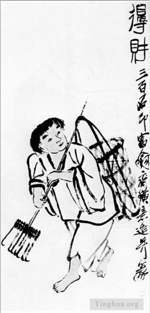 Zeitgenössische chinesische Kunst - Ein Bauer mit einem Rechen