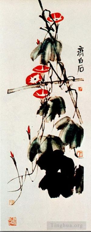 zeitgenössische kunst von Qi Baishi - Ackerwinde und Weintrauben