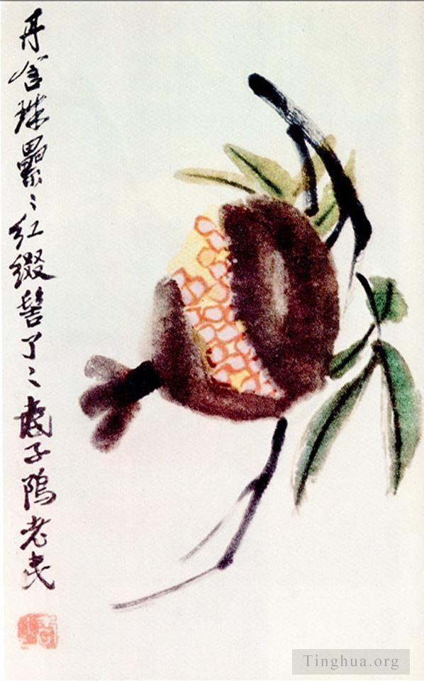 Qi Baishi Chinesische Kunst - Chrysantheme und Wollmispel 1