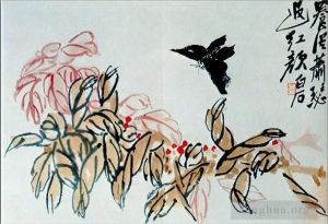zeitgenössische kunst von Qi Baishi - Impatiens und Schmetterling