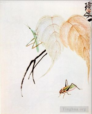 zeitgenössische kunst von Qi Baishi - Praying mantis on a branch