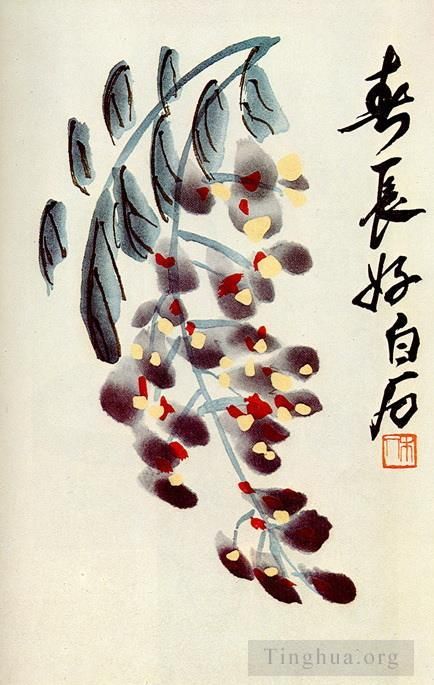 Qi Baishi Chinesische Kunst - Der Zweig der Glyzinien