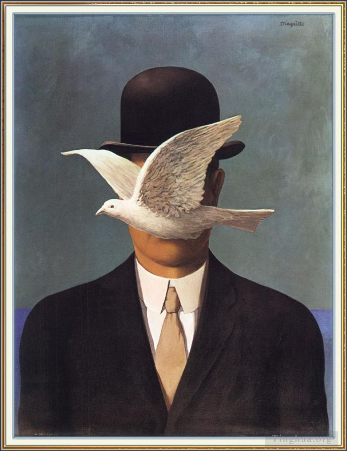 Rene Magritte Andere Malerei - Mann mit Melone 1964