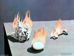 zeitgenössische kunst von Rene Magritte - Die Feuerleiter 1939