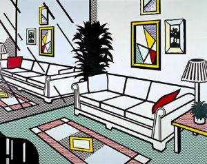 zeitgenössische kunst von Roy Lichtenstein - Innenraum mit Spiegelwand 1991