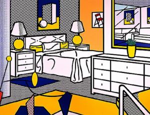 zeitgenössische kunst von Roy Lichtenstein - Innenraum mit Mobile 1992