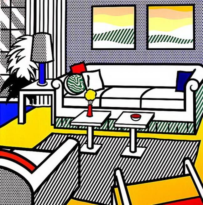 Roy Lichtenstein Andere Malerei - Innenraum mit erholsamen Gemälden von 1991