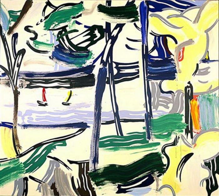 Roy Lichtenstein Andere Malerei - Segelboote durch die Bäume 1984