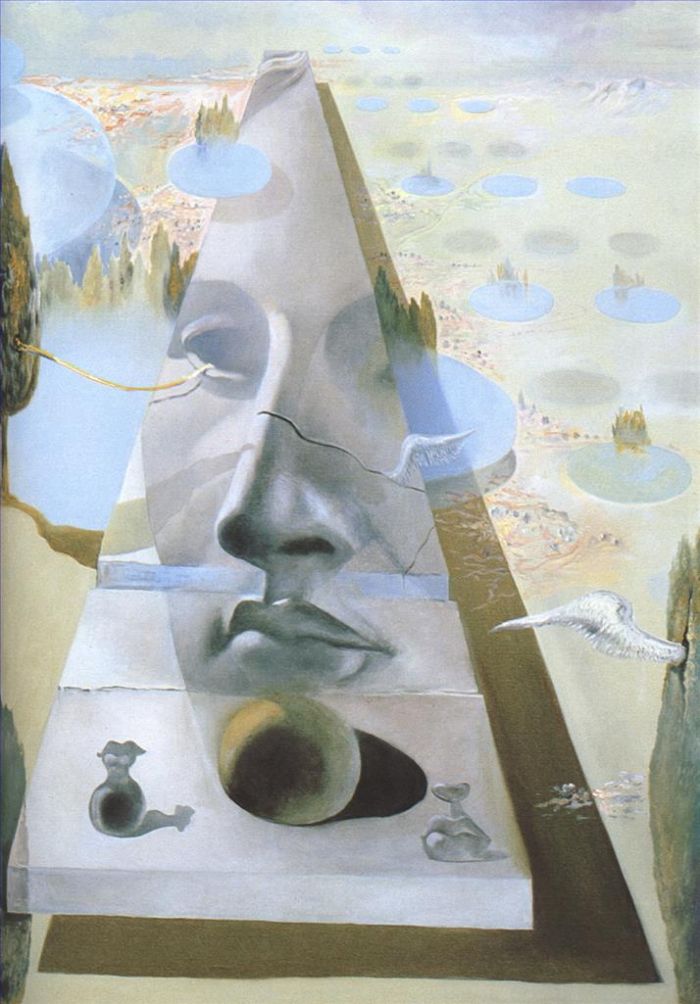 Salvador Dali Ölgemälde - Erscheinung des Antlitzes der Aphrodite von Knidos in einer Landschaft