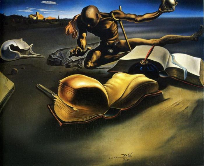 Salvador Dali Ölgemälde - Buch „Verwandlung in eine nackte Frau“.