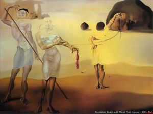 zeitgenössische kunst von Salvador Dali - Verzauberter Strand mit drei fließenden Grazien